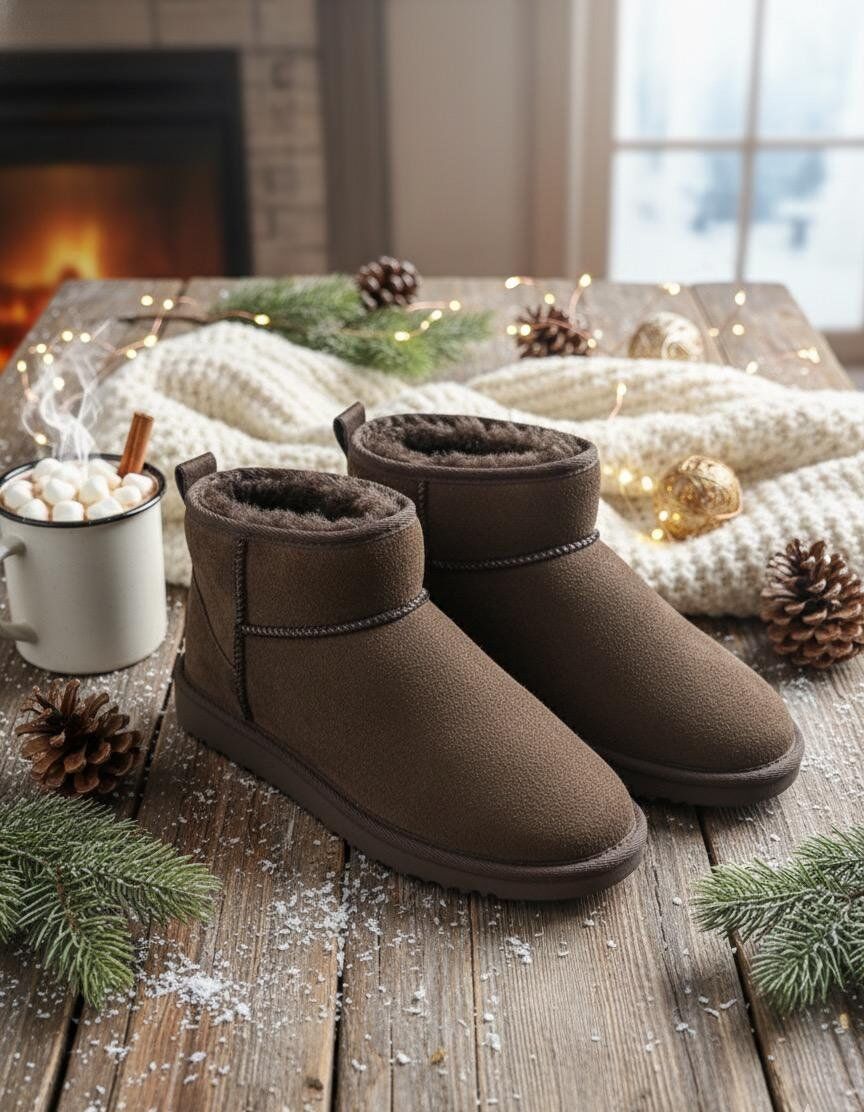 Classıc Ultra Mini Platform Chestnut Mini Taba Süet Içi Kürklü İnce Taban Kadın Bot KAHVERENGİ - 37