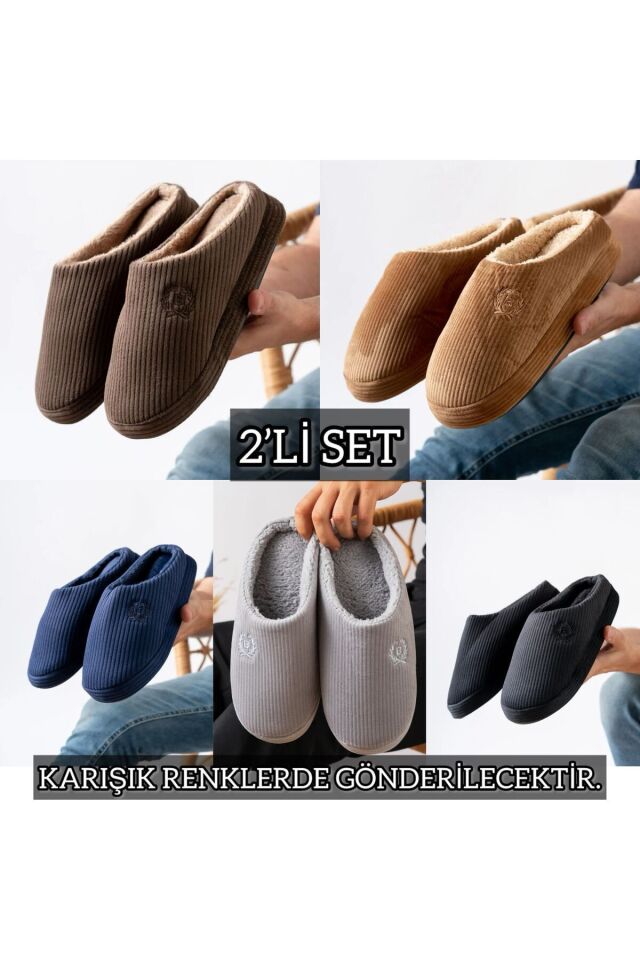 2' Li Paket Önü Kapalı Terlik Ev Terliği Çeyiz Bohça Seti İKİLİ TEKSAS - 42