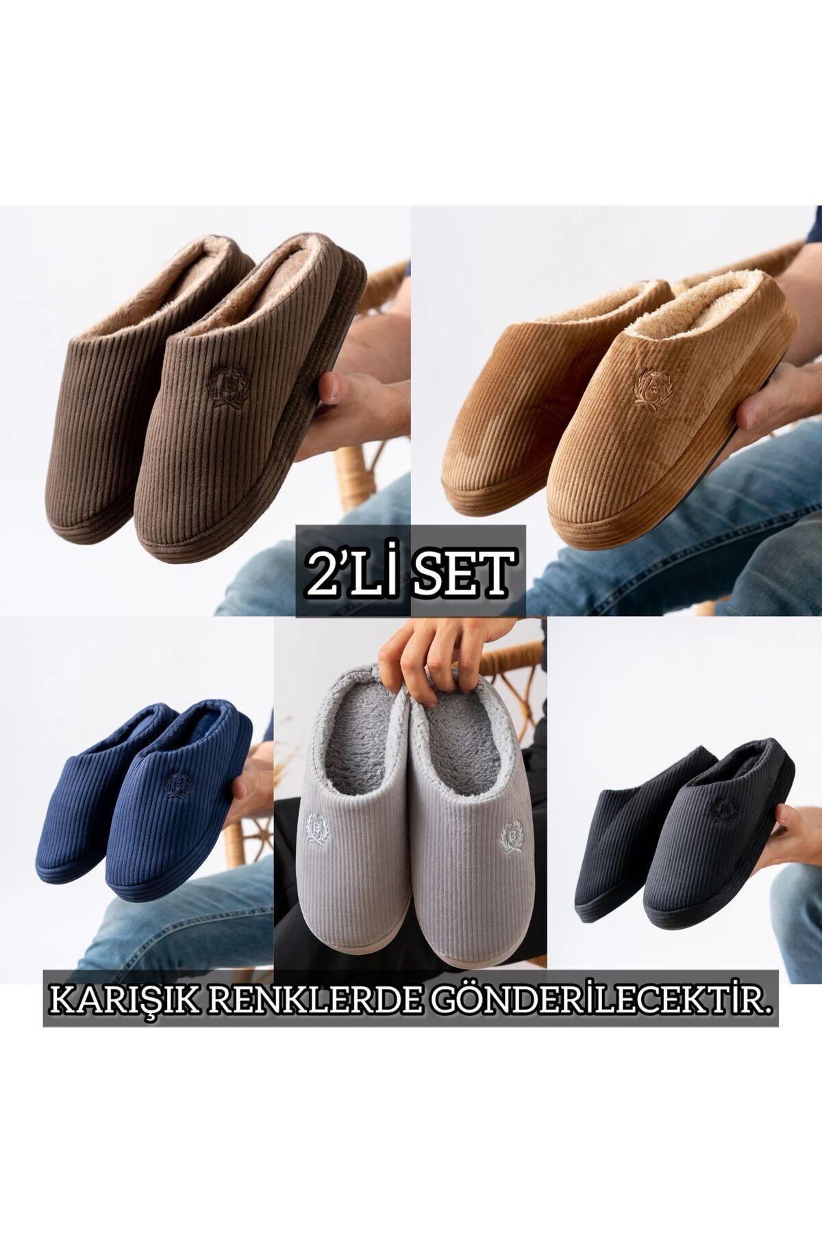 2' Li Paket Önü Kapalı Terlik Ev Terliği Çeyiz Bohça Seti İKİLİ TEKSAS - 45