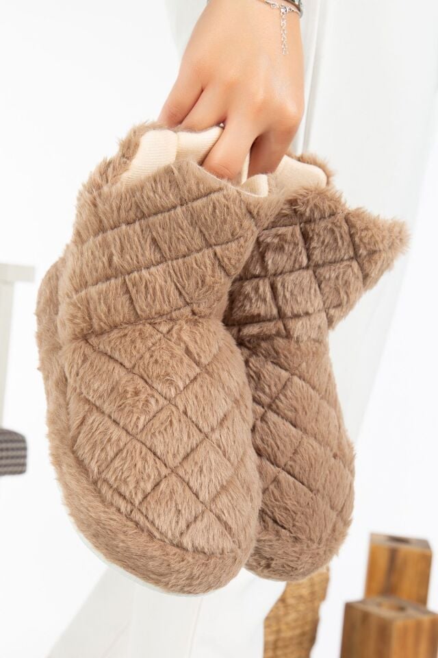 Kadın Panduf Ev Botu Ev Ayakkabısı Kalın Hafif Taban VİZON - 39-40