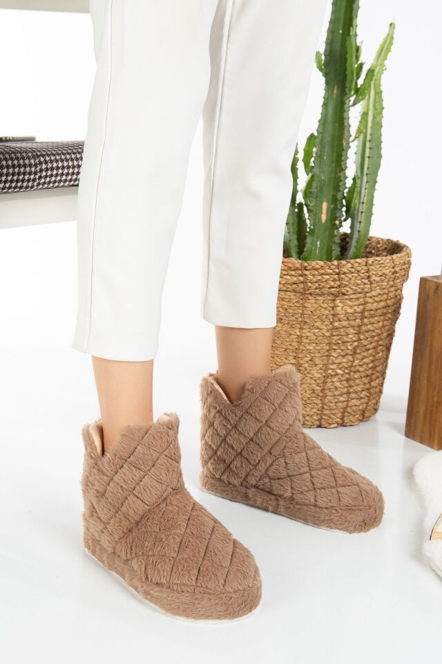 Kadın Panduf Ev Botu Ev Ayakkabısı Kalın Hafif Taban VİZON - 39-40