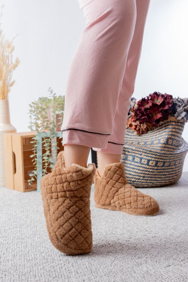 Kadın Panduf Ev Botu Ev Ayakkabısı Kalın Hafif Taban VİZON - 39-40