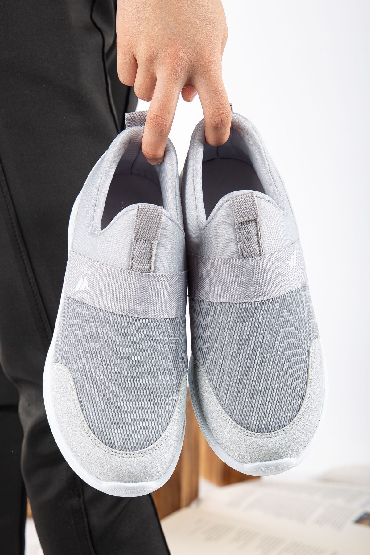Unisex Bağcıksız Rahat Esnek Günlük Sneaker Spor Ayakkabı GRİ - 40