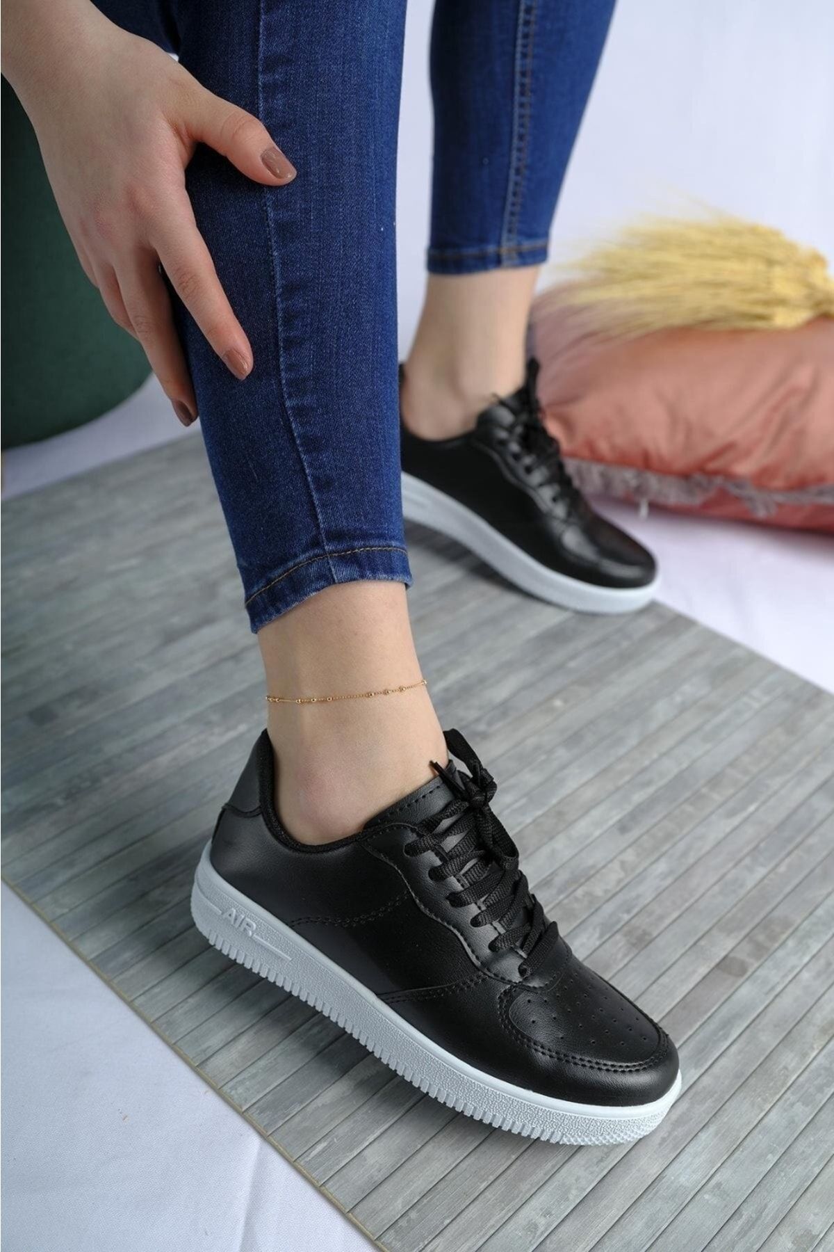 Beyaz - Unisex Spor Ayakkabı Günlük Sneakers SİYAH/BEYAZ - 40