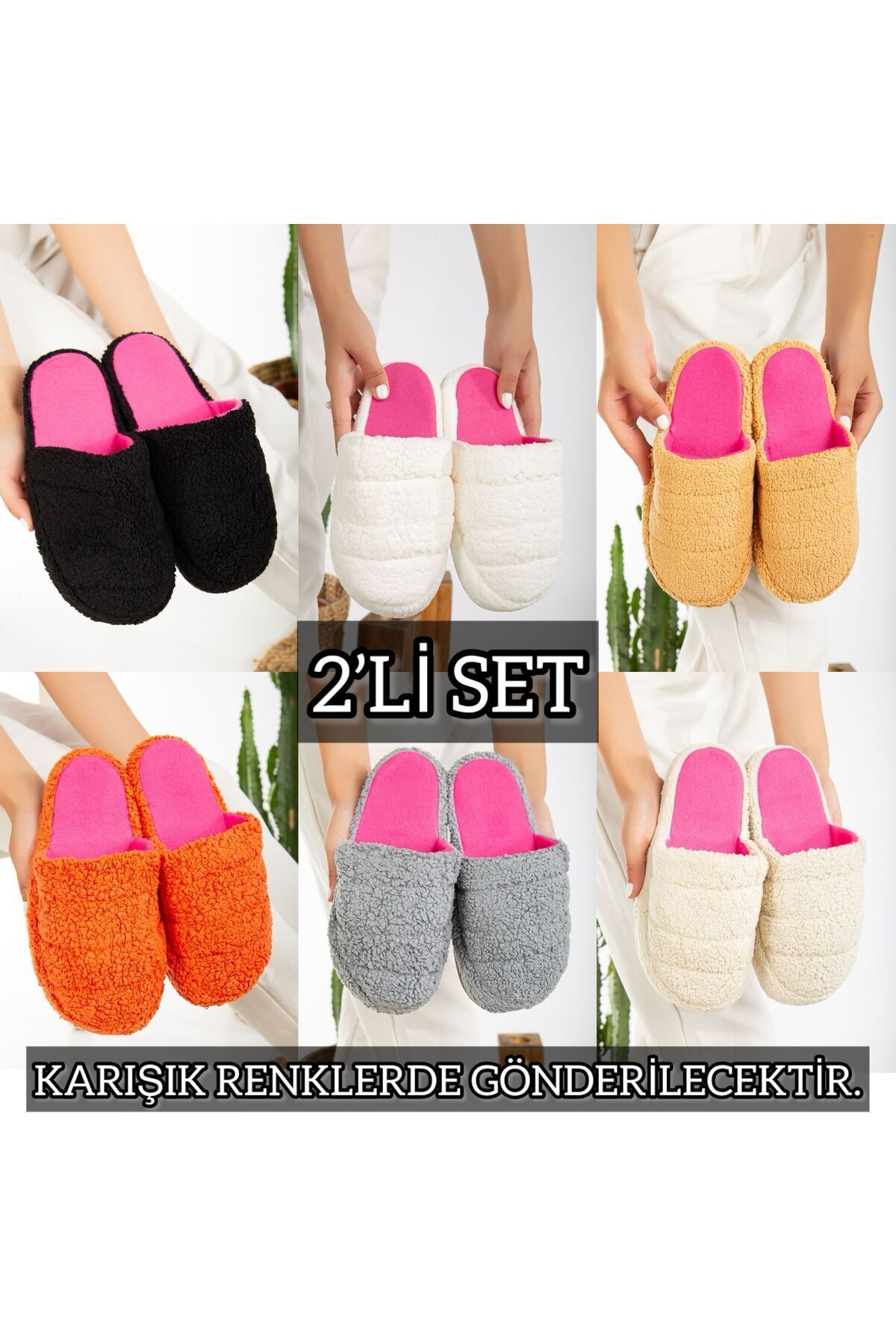 2' Li Paket Önü Kapalı Terlik Ev Terliği Çeyiz Bohça Seti İKİLİ ARİZONA - 40