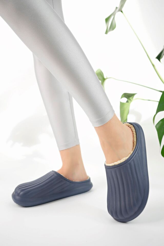 Kapalı Içi Yünlü Unisex Ev Terliği Kışlık Terlik Su Geçirmez LACİVERT - 40