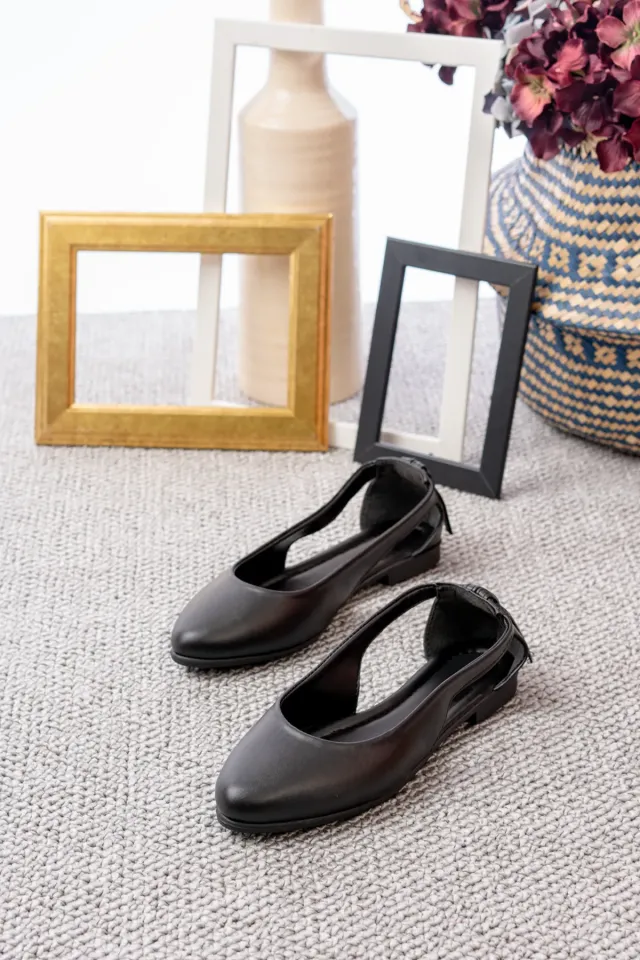 Kadın Cilt Yanı Açık Babet Ev ve Dış Mekan Ayakkabısı SİYAH - 40