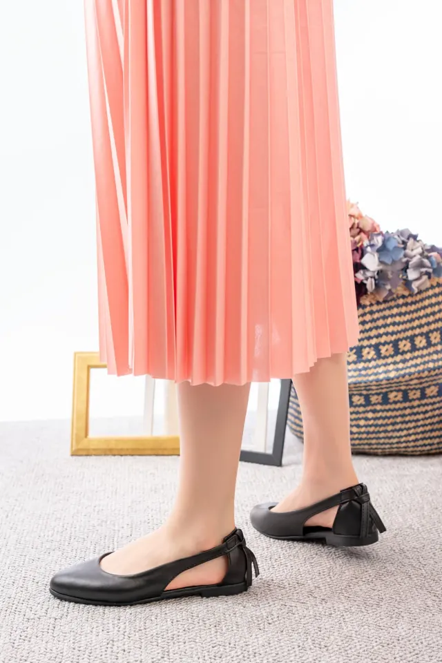 Kadın Cilt Yanı Açık Babet Ev ve Dış Mekan Ayakkabısı SİYAH - 40