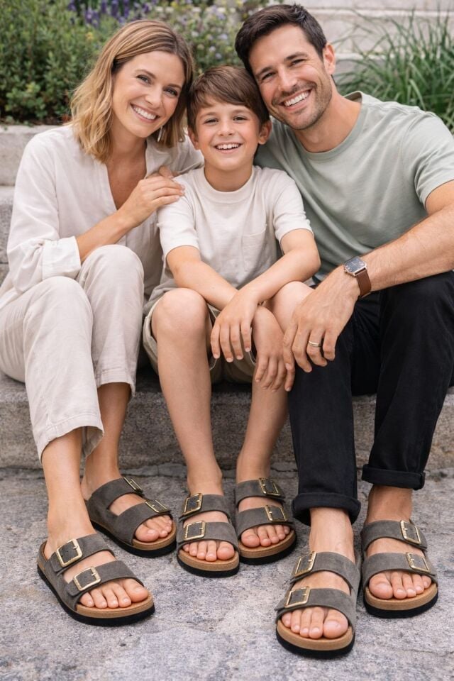 Unisex Çift Tokalı Süet Terlik – Ortopedik Kaymaz Rahat Taban Günlük Rahatlık