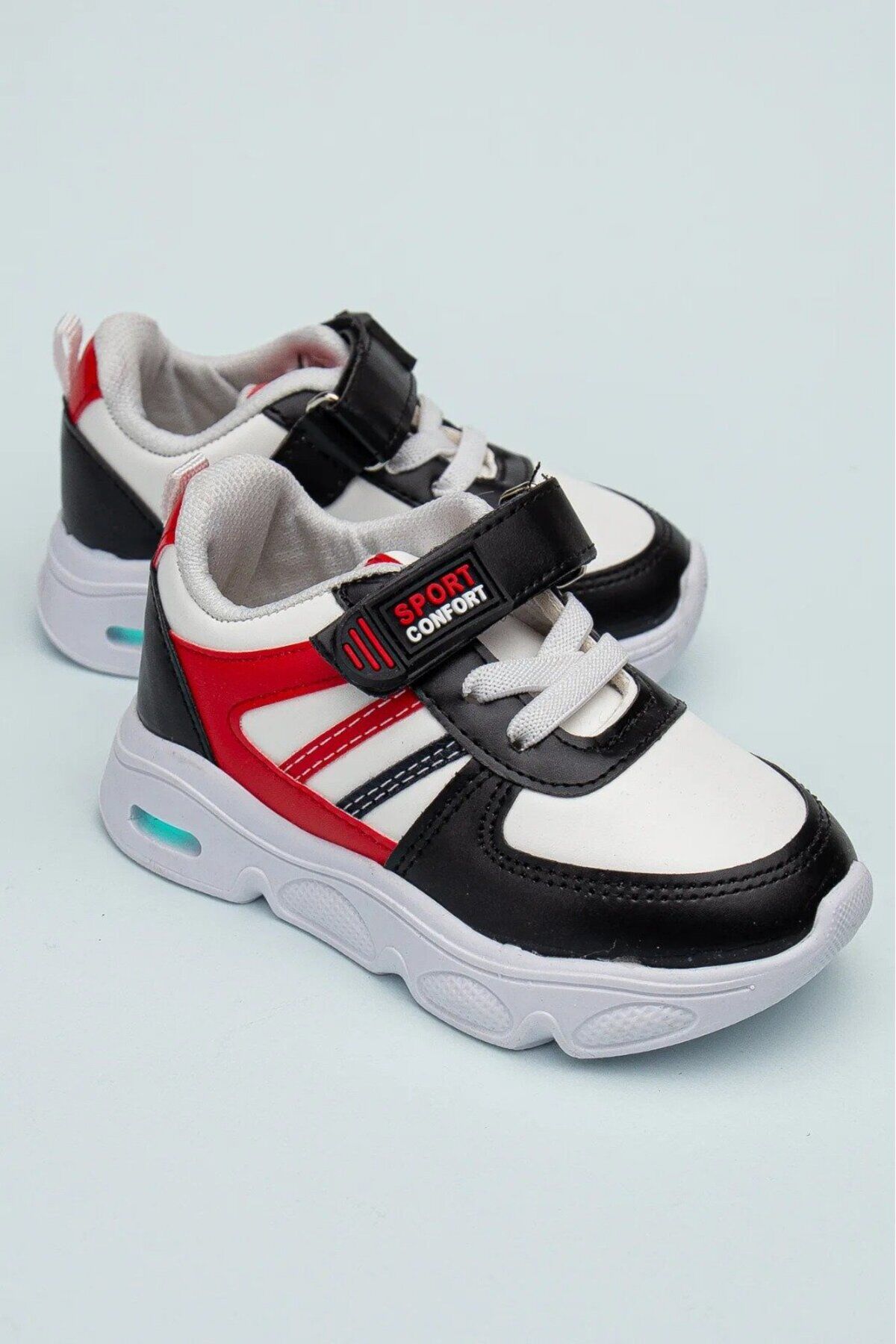Rahat Hafif Yumuşak Unisex Cırt Cırtlı Işıklı Çocuk Sneaker -Spor Ayakkabı PEMBE - 23