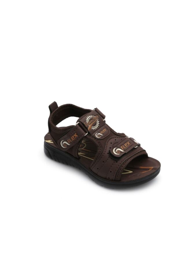 Erkek Çocuk Siyah Cırtlı Sandalet KAHVERENGİ - 34