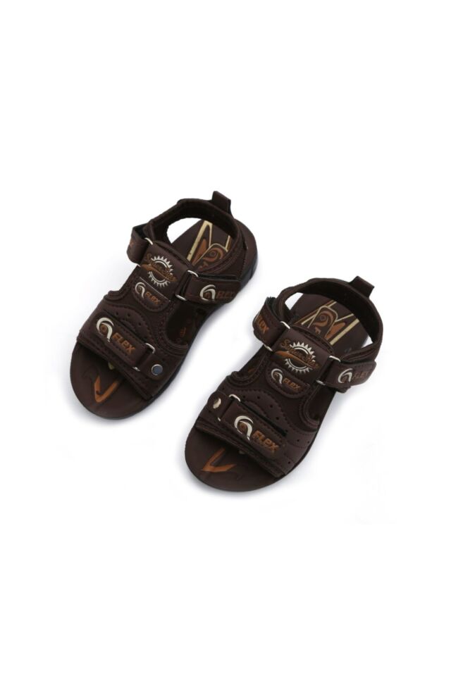 Erkek Çocuk Siyah Cırtlı Sandalet KAHVERENGİ - 34