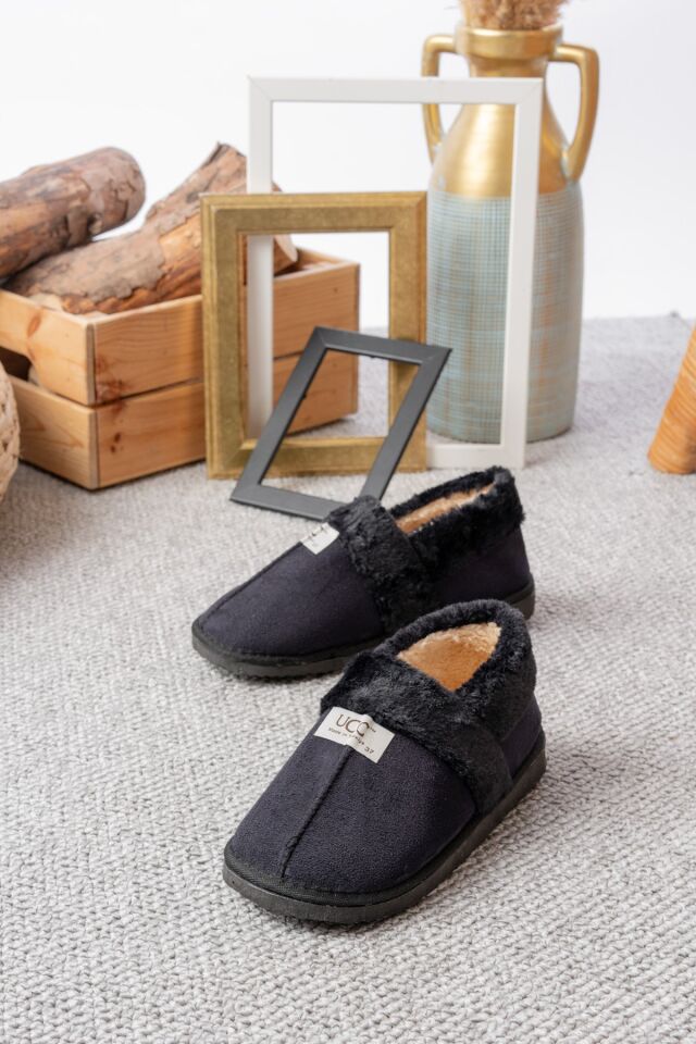 Unisex Içi Yünlü Kışlık Panduf- Eva Taban Ev Botu- Ayakkabısı SİYAH - 40