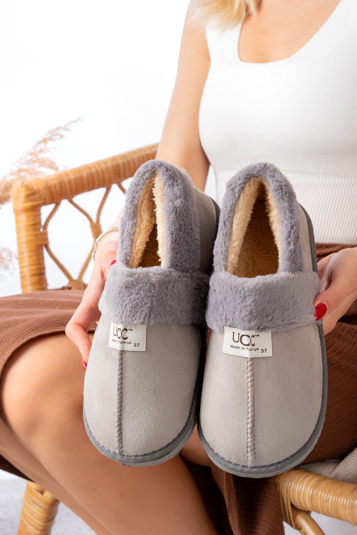 Unisex Içi Yünlü Kışlık Panduf- Eva Taban Ev Botu- Ayakkabısı GRİ - 38