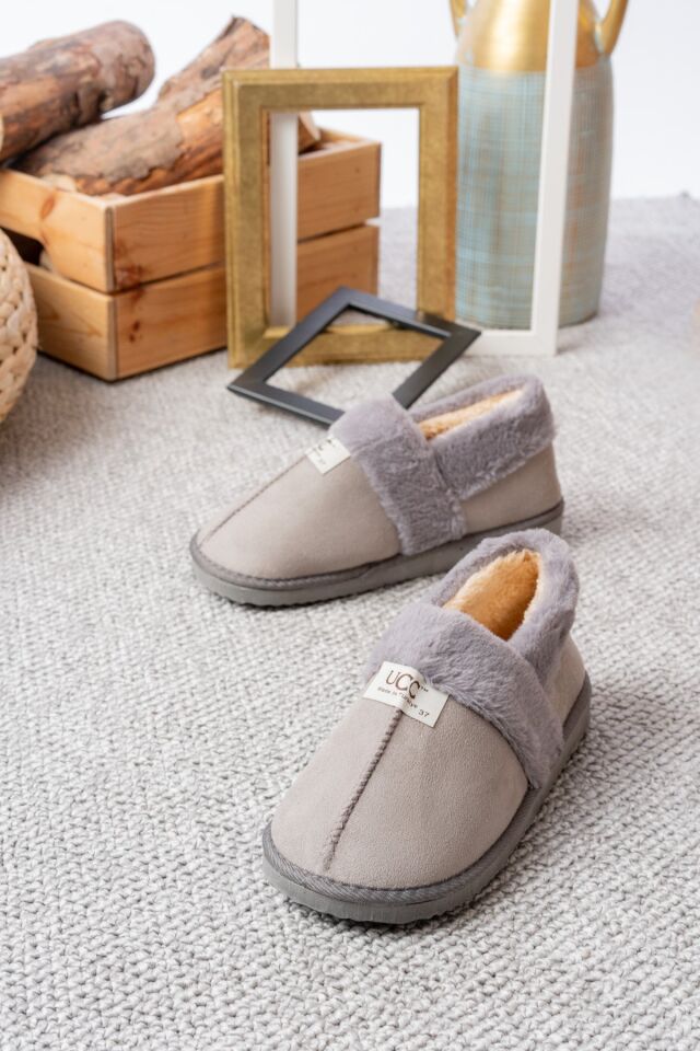 Unisex Içi Yünlü Kışlık Panduf- Eva Taban Ev Botu- Ayakkabısı GRİ - 40
