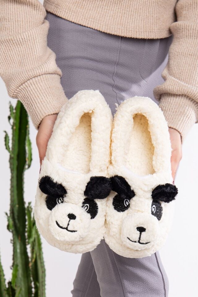 Kuzu Figürlü Kışlık Yumuşacık Ev pandufu Lüks Ev Botu EKRU - 39