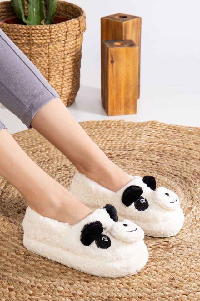 Kuzu Figürlü Kışlık Yumuşacık Ev pandufu Lüks Ev Botu EKRU - 39