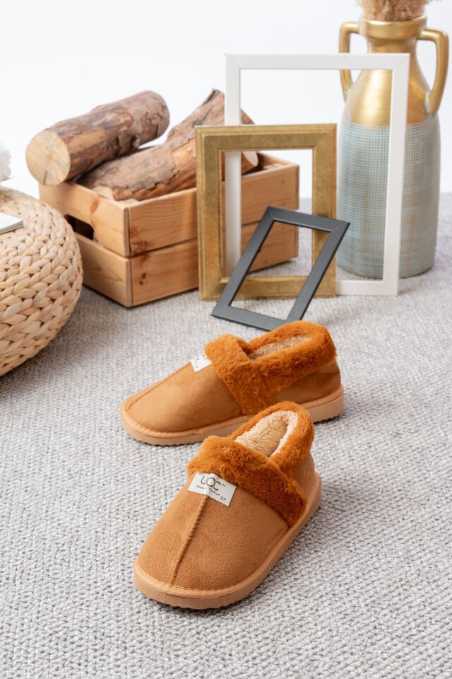 Unisex Içi Yünlü Kışlık Panduf- Eva Taban Ev Botu- Ayakkabısı TABA - 37