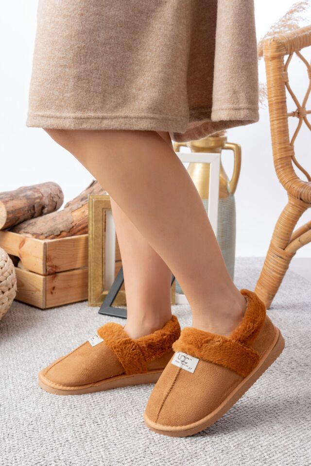 Unisex Içi Yünlü Kışlık Panduf- Eva Taban Ev Botu- Ayakkabısı TABA - 38