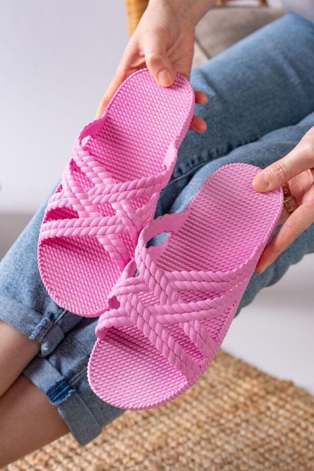 Kaymaz Tabanlı Airblow Banyo Balkon Plaj Sokak Terlik PUDRA - 36