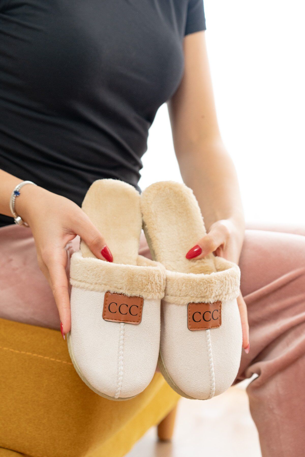 Kadın Terlik Ev Terliği-Misafir Terliği-Bohça Terliği-Çeyiz Terliği KREM - 40