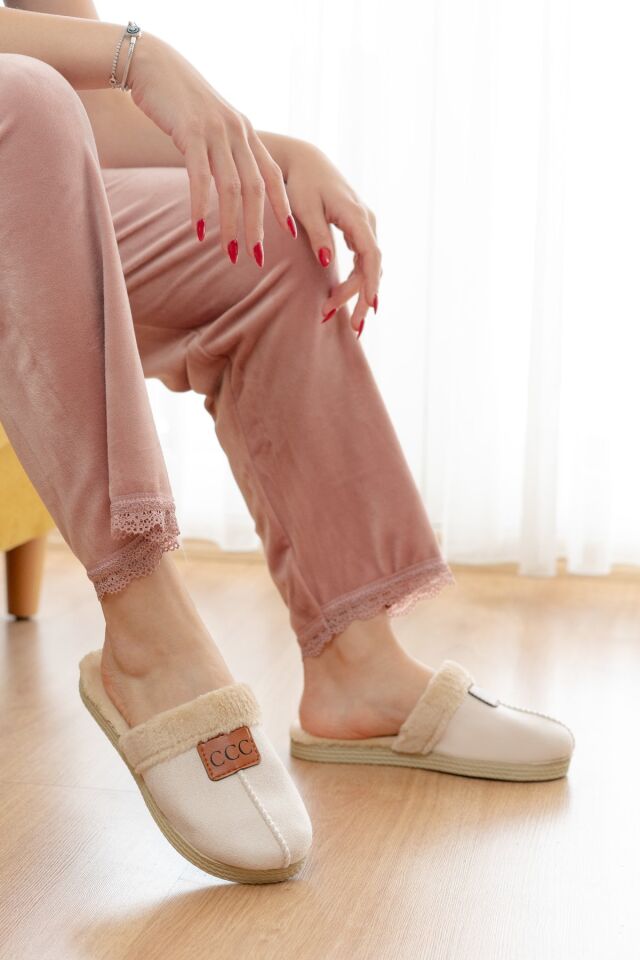 Kadın Terlik Ev Terliği-Misafir Terliği-Bohça Terliği-Çeyiz Terliği KREM - 40