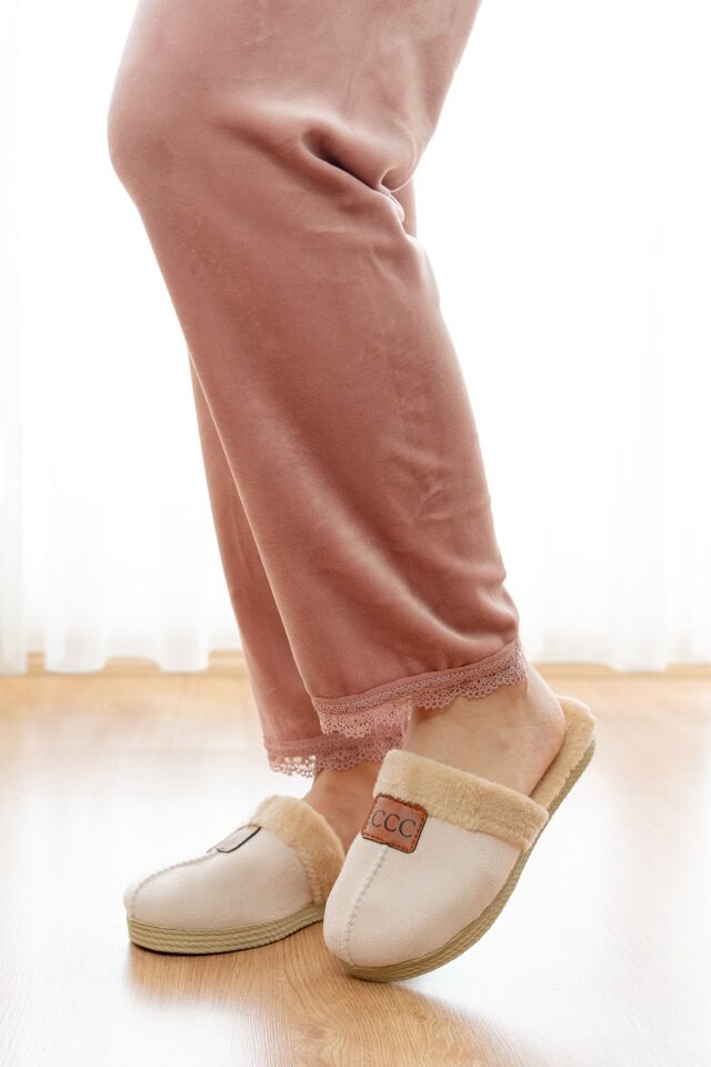 Kadın Terlik Ev Terliği-Misafir Terliği-Bohça Terliği-Çeyiz Terliği KREM - 40