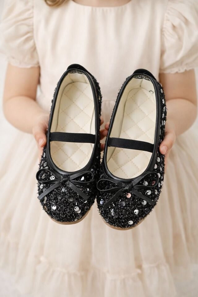 Kız Çocuk Payetli Işıltılı Babet Ayakkabı-Lastikli Rahat Kalıp Fiyonk Detaylı Günlük Ve Özel Gün Kız Çocuk Payetli Işıltılı Babet Ayakkabı-Lastikli Rahat Kalıp Fiyonk Detaylı Günlük Ve Özel Gün