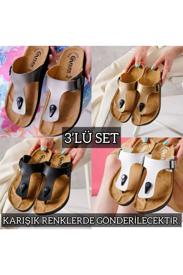 3'lü Kadın Kaymaz Sokak Plaj Banyo Yazlık Gündelik Terlik 3'lü Kadın Kaymaz Sokak Plaj Banyo Yazlık Gündelik Terlik