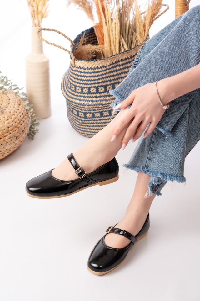 STL-108 Tokalı Babet Günlük Kadın Ayakkabı Ev Babeti SİYAH - 37