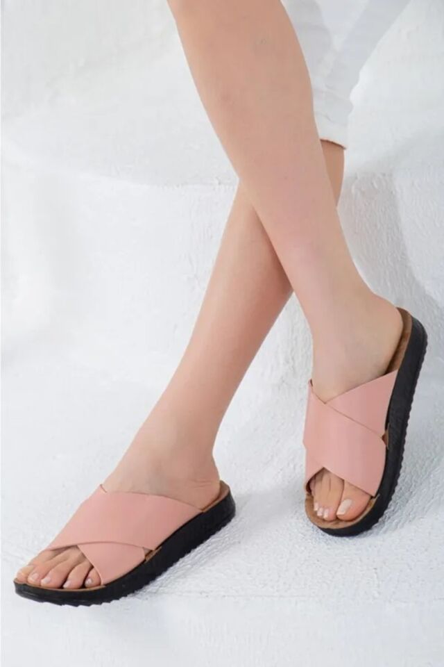 3'lü Kadın Kaymaz Sokak Plaj Banyo Yazlık Gündelik Terlik ÜÇLÜ FLEX ÇAPRAZ - 40