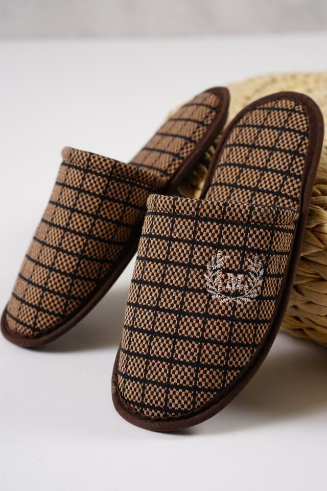 Erkek Ev Terliği Kare Desenli Lacivert Erkek Ev Terliği Kare Desenli Lacivert