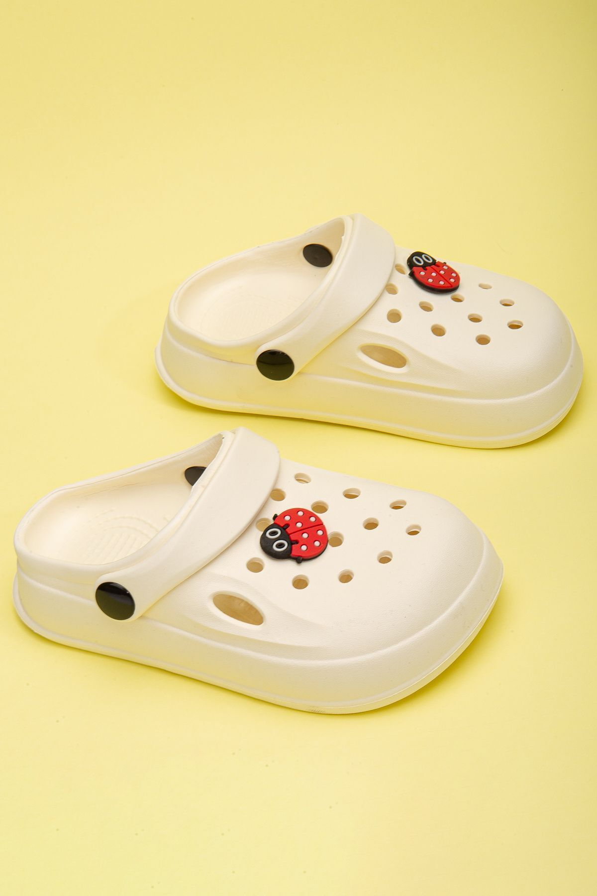 Unisex Çocuk Figürlü Sticker Sandalet-Terlik EKRU UĞUR BÖCEĞİ - 37