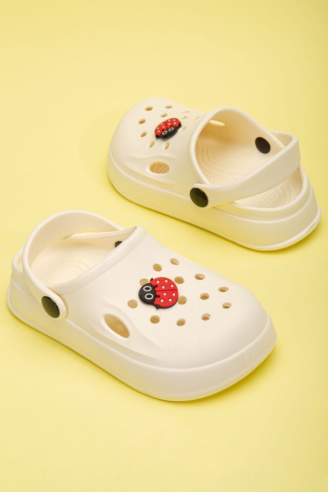 Unisex Çocuk Figürlü Sticker Sandalet-Terlik EKRU UĞUR BÖCEĞİ - 38