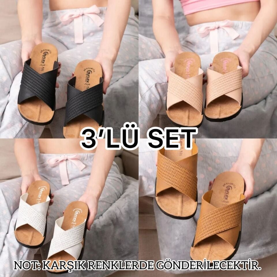 3'lü Kadın Kaymaz Sokak Plaj Banyo Yazlık Gündelik Terlik 3'lü Kadın Kaymaz Sokak Plaj Banyo Yazlık Gündelik Terlik
