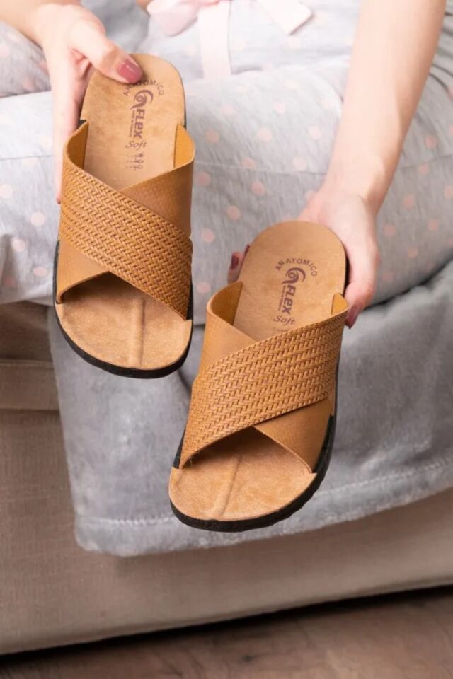 3'lü Kadın Kaymaz Sokak Plaj Banyo Yazlık Gündelik Terlik ÜÇLÜ FLEX HASIRLI - 39