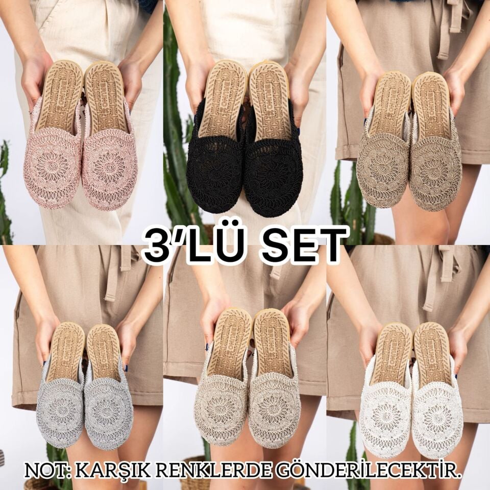 3'lü Kadın Kaymaz Sokak Plaj Banyo Yazlık Gündelik Terlik 3'lü Kadın Kaymaz Sokak Plaj Banyo Yazlık Gündelik Terlik