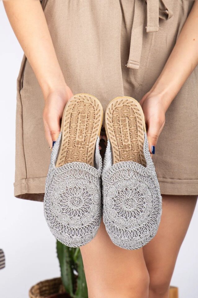 3'lü Kadın Kaymaz Sokak Plaj Banyo Yazlık Gündelik Terlik ÜÇLÜ HASIRLI ÇARIK - 39