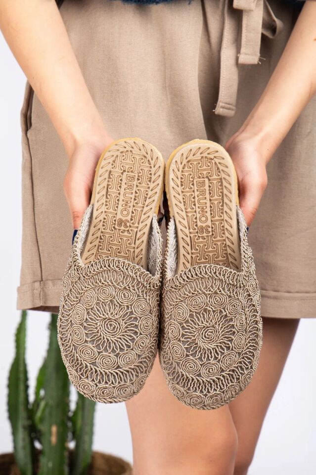 3'lü Kadın Kaymaz Sokak Plaj Banyo Yazlık Gündelik Terlik ÜÇLÜ HASIRLI ÇARIK - 39