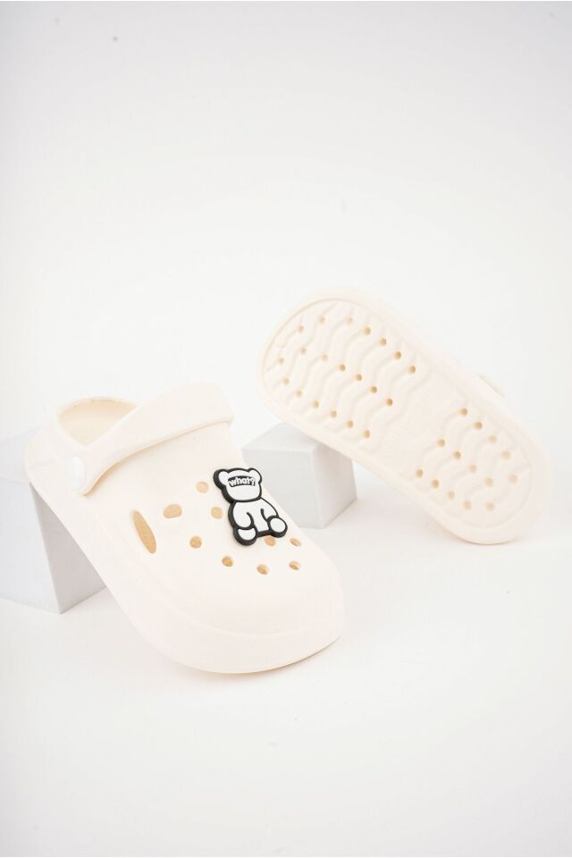 Unisex Çocuk Figürlü Sticker Sandalet-Terlik KREM - 25