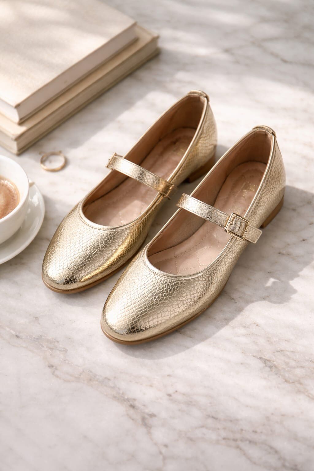 STL-108 Tokalı Babet Günlük Kadın Ayakkabı Ev Babeti ALTIN - 40