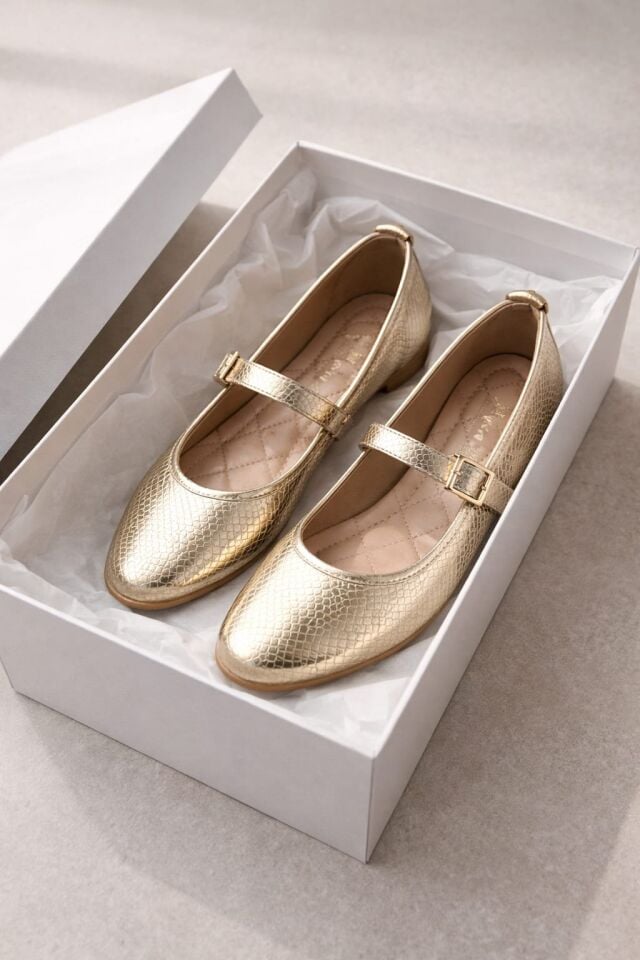 STL-108 Tokalı Babet Günlük Kadın Ayakkabı Ev Babeti ALTIN - 40