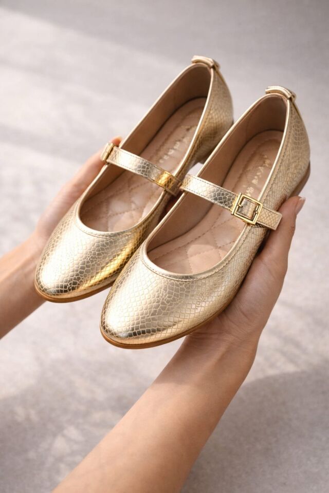 STL-108 Tokalı Babet Günlük Kadın Ayakkabı Ev Babeti ALTIN - 40