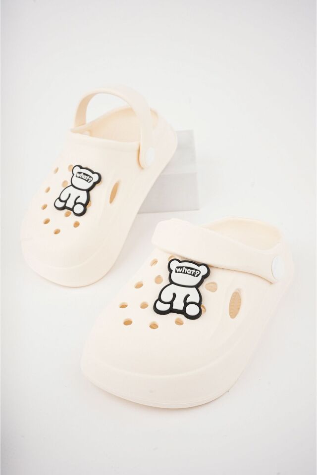 Unisex Çocuk Figürlü Sticker Sandalet-Terlik KREM - 34