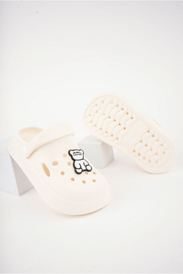 Unisex Çocuk Figürlü Sticker Sandalet-Terlik KREM - 34