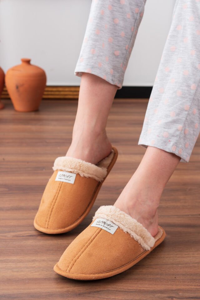 Içi Kürklü Ev Terliği Misafir Terliği Çeyiz Bohça Bahçe Terliği TABA - 39