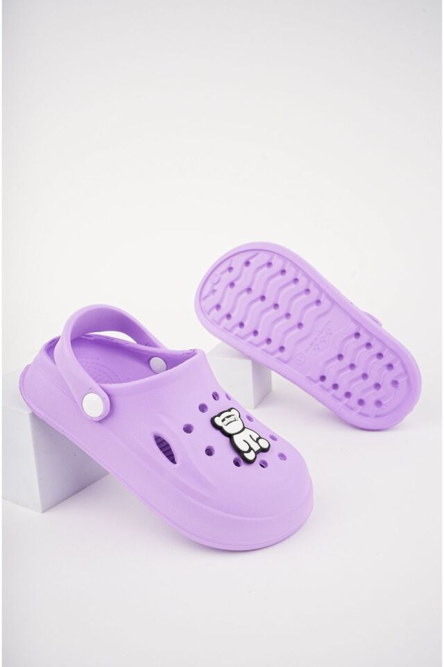 Unisex Çocuk Figürlü Sticker Sandalet-Terlik MOR - 32