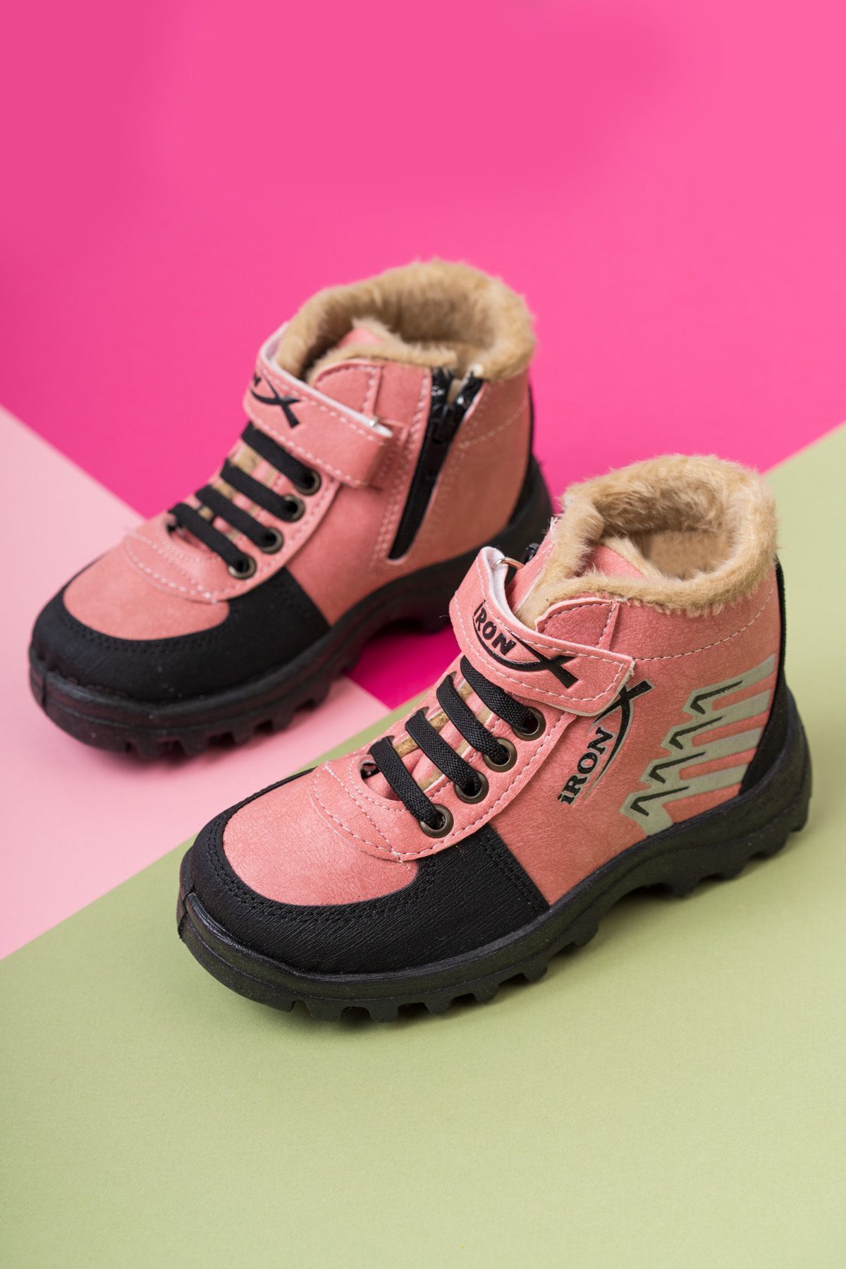 Çocuk Yünlü Soğuğa Dayanıklı Kışlık Günlük Bot PEMBE - 31