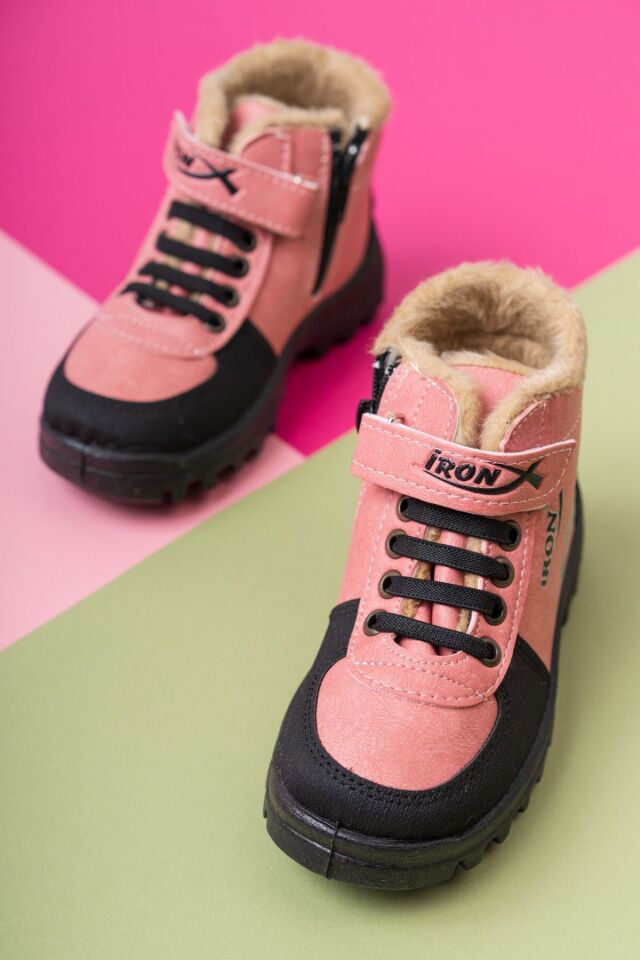 Çocuk Yünlü Soğuğa Dayanıklı Kışlık Günlük Bot PEMBE - 31