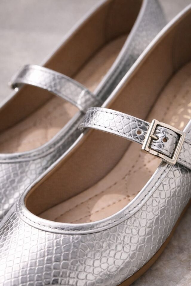 STL-108 Tokalı Babet Günlük Kadın Ayakkabı Ev Babeti GÜMÜŞ - 40